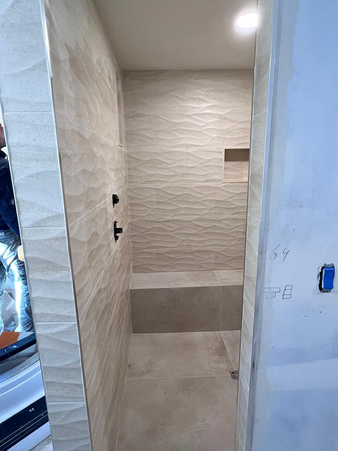 Bath With Sitting bathroom tile installation in Long Island by BV Tile NY