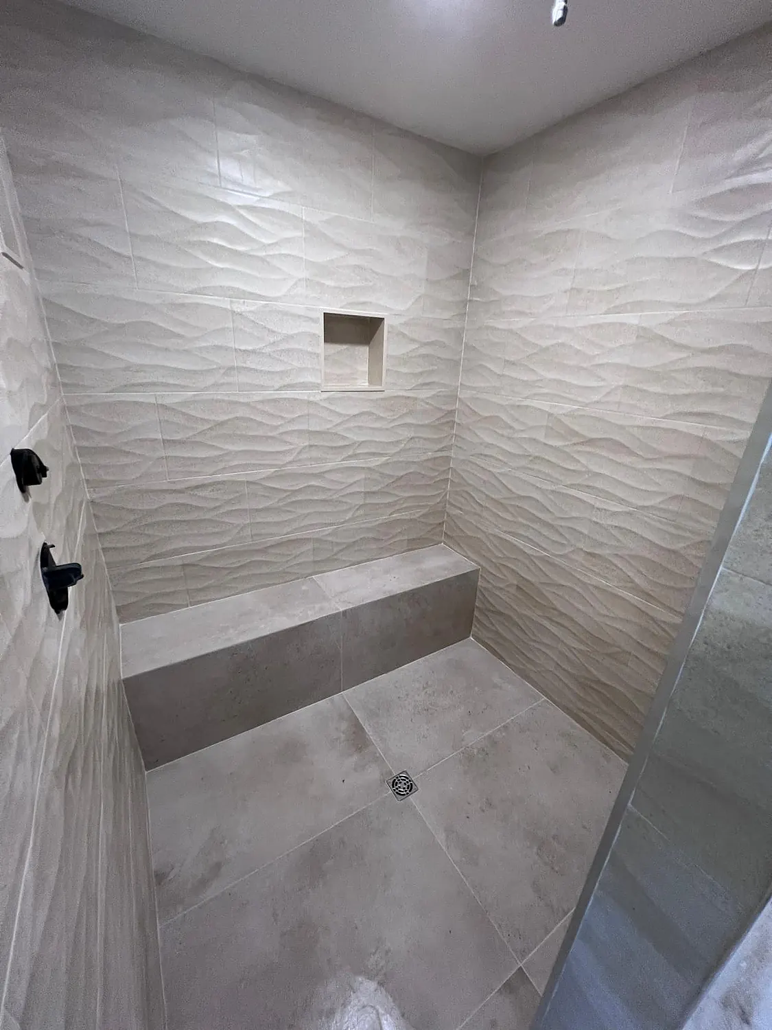 Bath With Sitting bathroom tile installation in Long Island by BV Tile NY