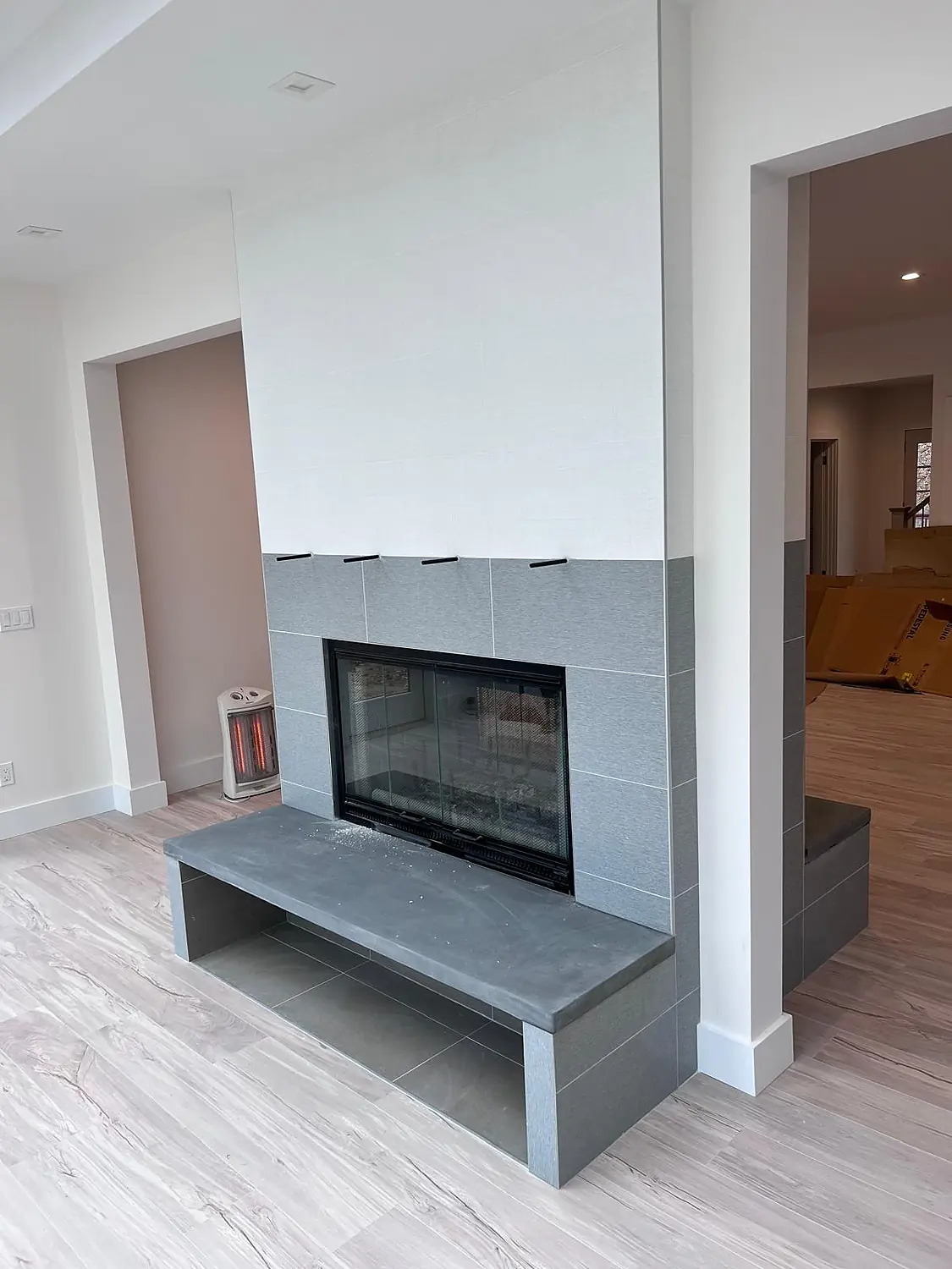 Fireplace stone installation in Long Island by BV Tile NY