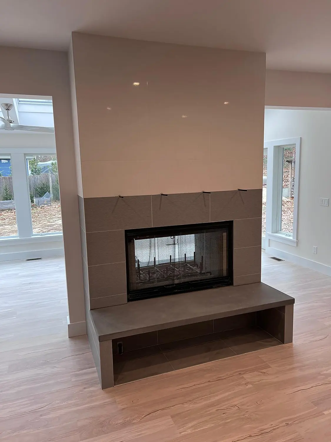 Fireplace stone installation in Long Island by BV Tile NY
